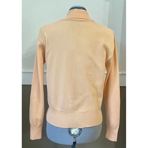 Retro Polyester Cardigan Size M Orange Sweater Collared V-neck Ponte Fabric? - Picture 5 of 6